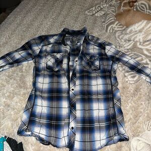 BKE Black and Blue Plaid Button Down Shirt - Long sleeve